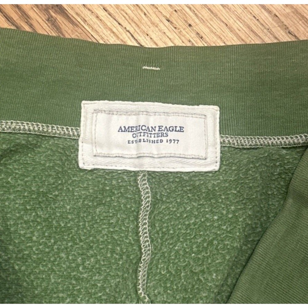 Vintage American Eagle Green Sweat Shorts Y2K Size Large Lounge Athletic Raw Hem - Picture 8 of 10